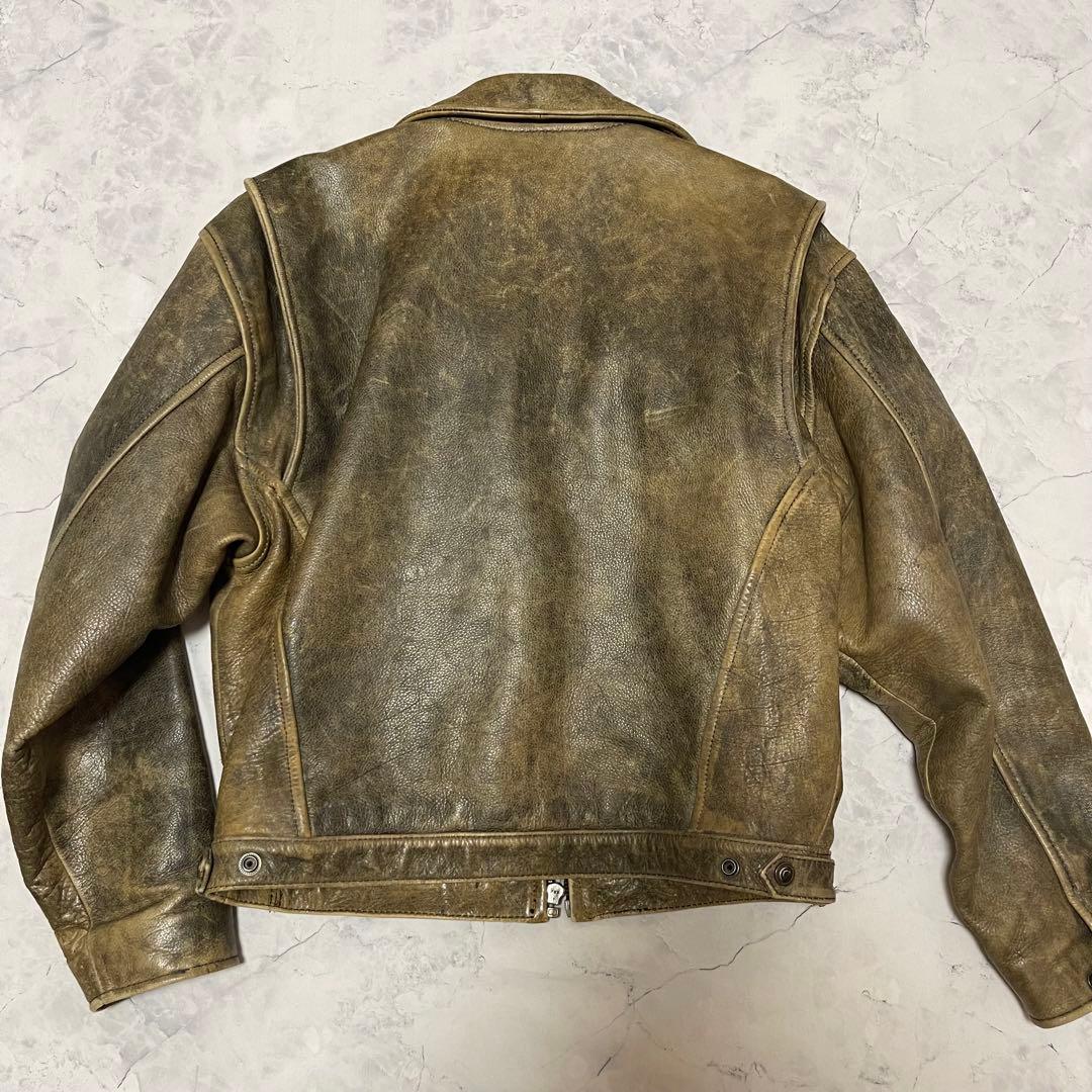 vintage レザー シングルライダース　ジャケット 肉厚 本革 M