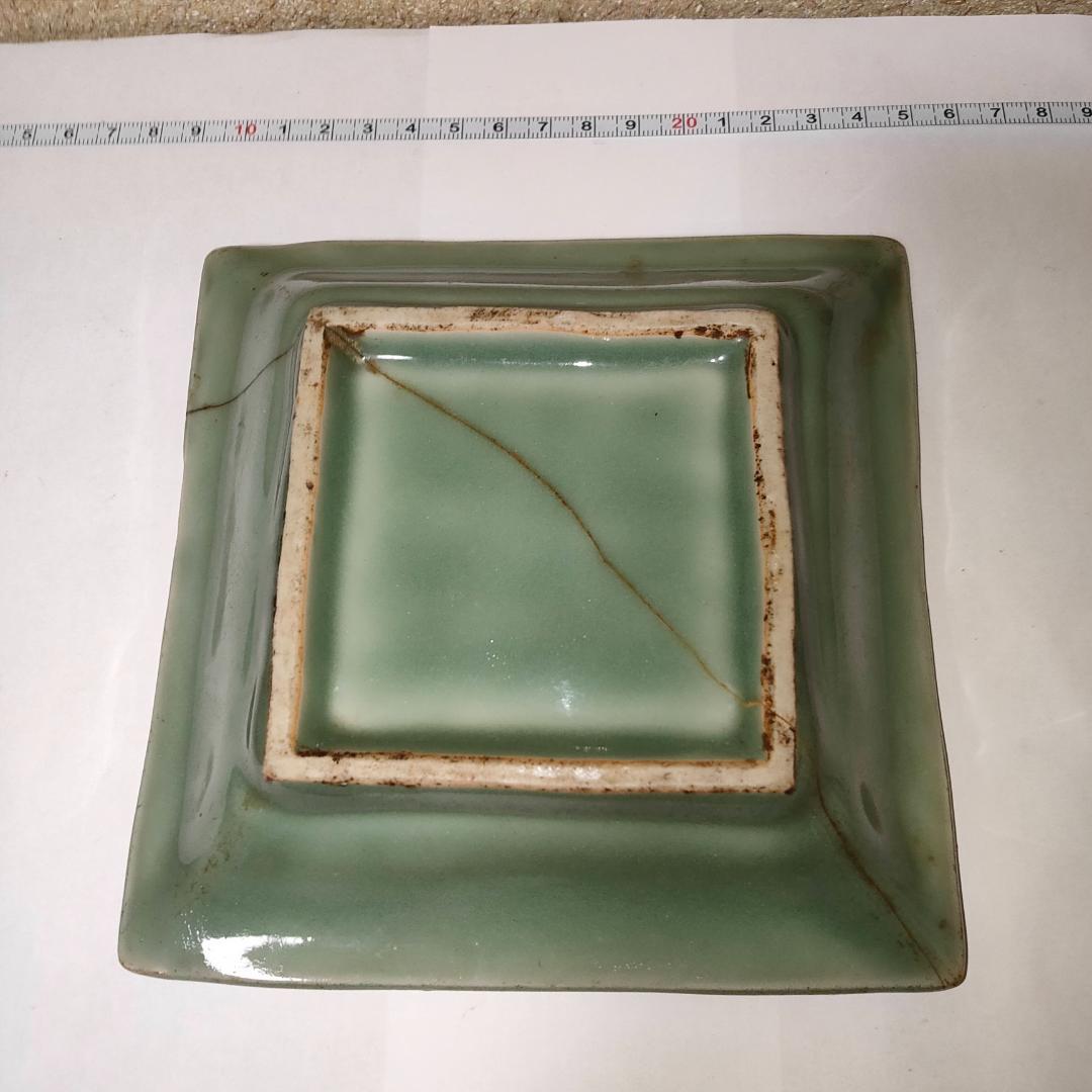 角皿　小皿　長方皿　四角皿　色絵　アンティーク　骨董　工芸品　割れ修復