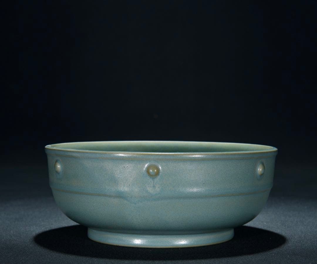 旧蔵　宋・汝窑　天青釉 鼓钉水洗