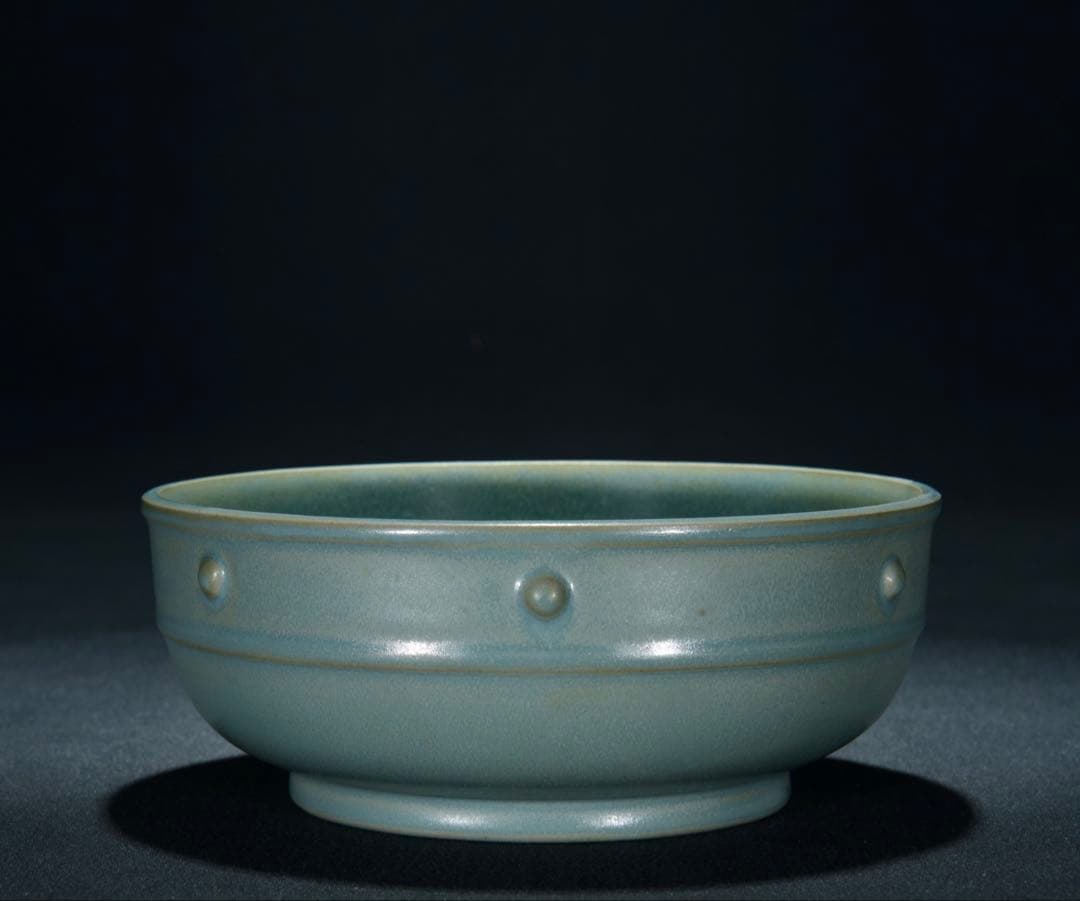 旧蔵　宋・汝窑　天青釉 鼓钉水洗