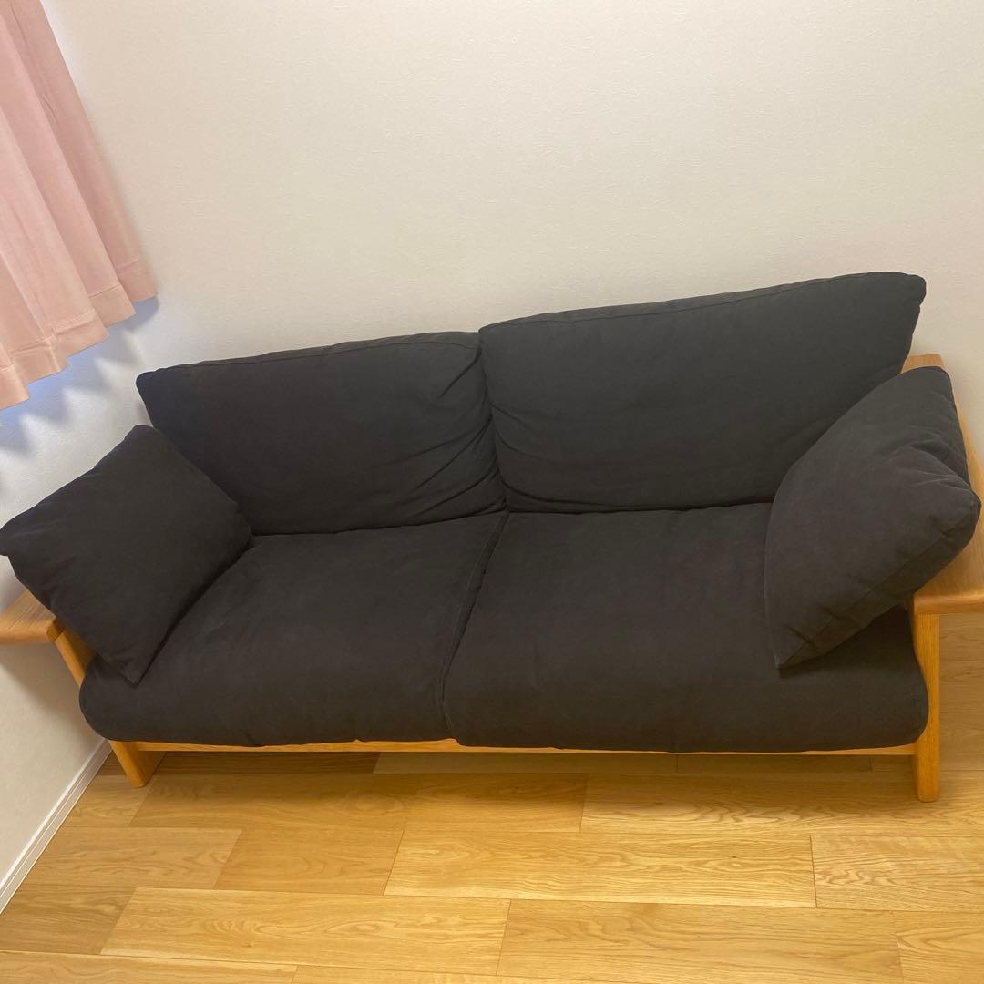 free0120　ミヤモト家具　カウチソファー　ブラック