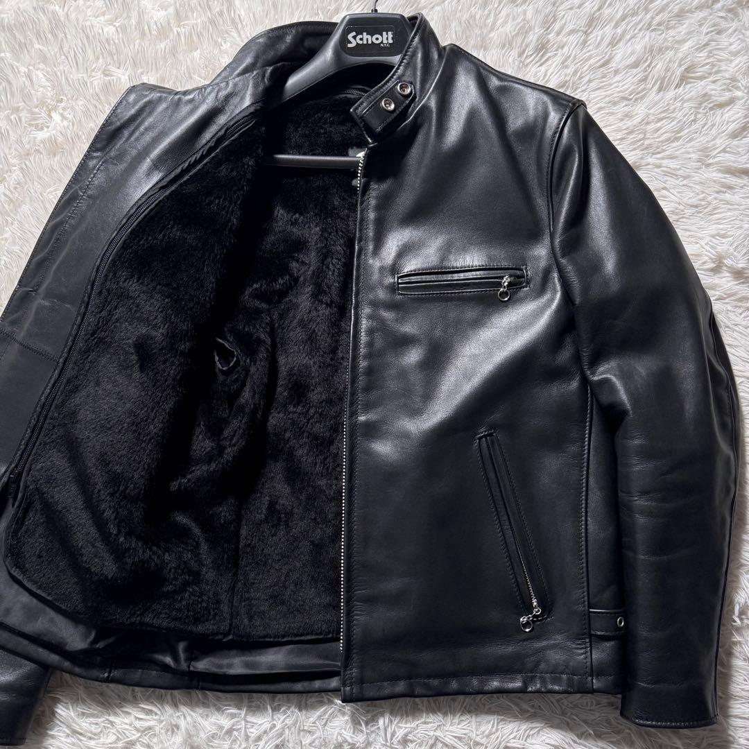極美品/現行✨schott ライダースジャケット　シングル 641 黒40