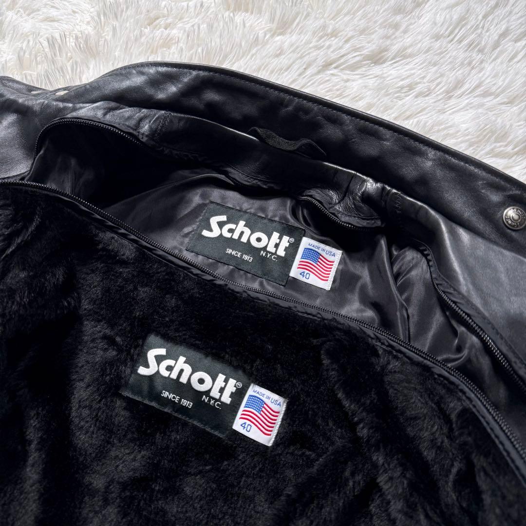 極美品/現行✨schott ライダースジャケット　シングル 641 黒40