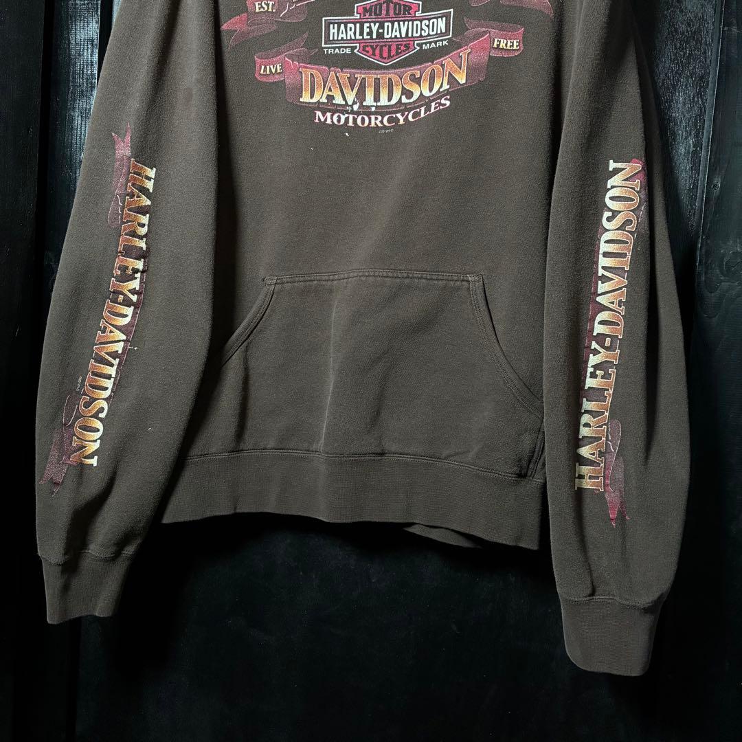 HARLEY-DAVIDSON プルオーバーパーカー　袖プリント　No1 スカル