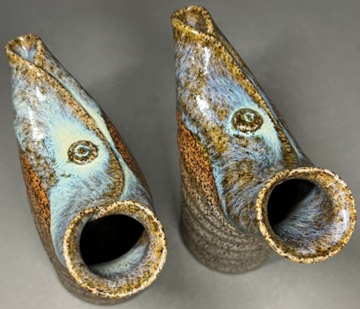 【エビス】酒器 徳利 酒盃 美濃焼 在銘 清風造 細工 飴釉 酒杯 猪口