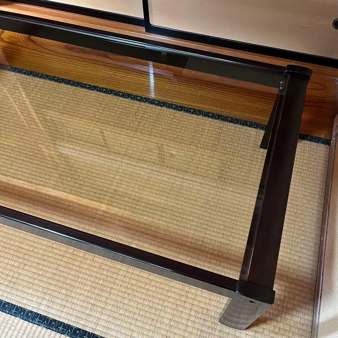 オールドカリモク　ガラストップローテーブル