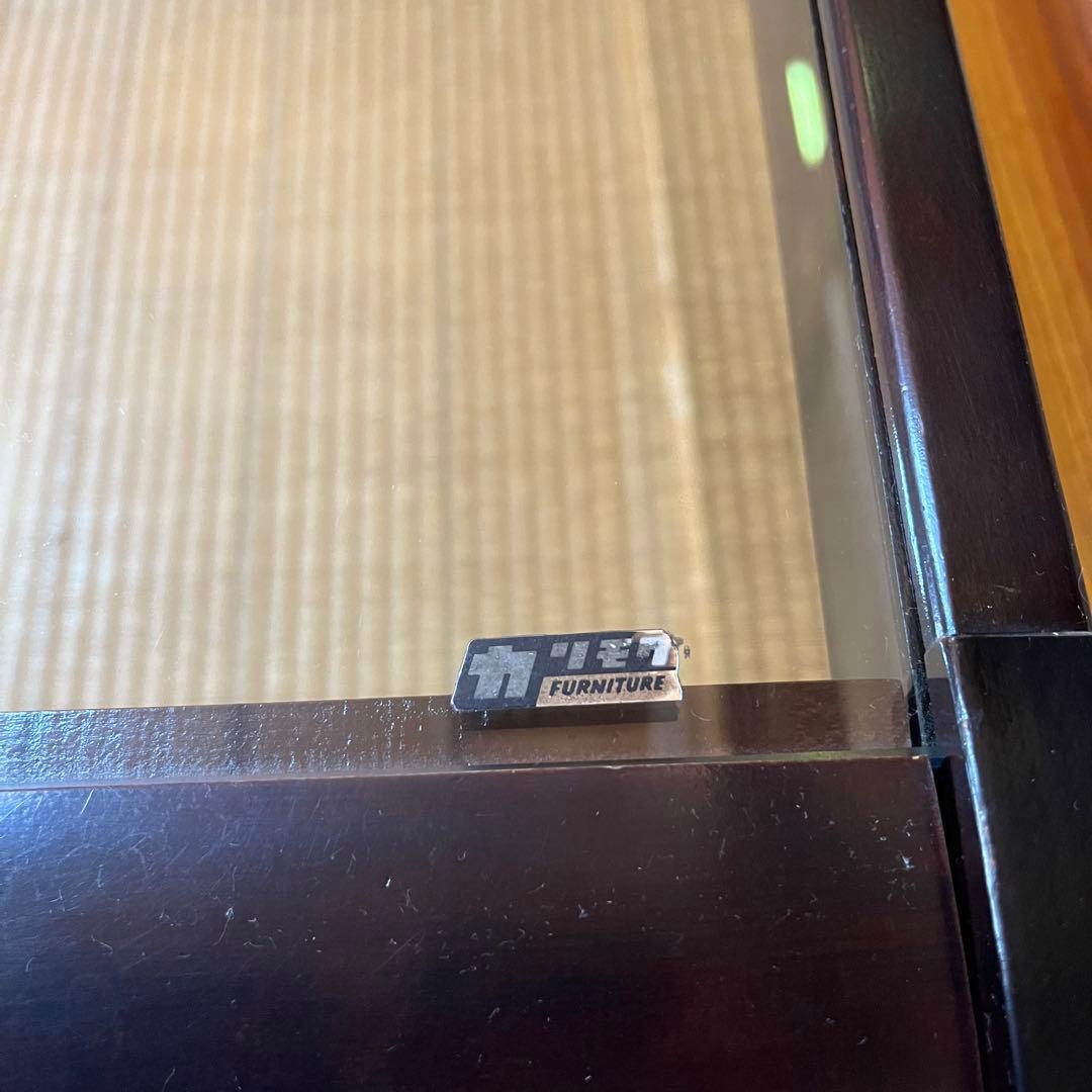 オールドカリモク　ガラストップローテーブル