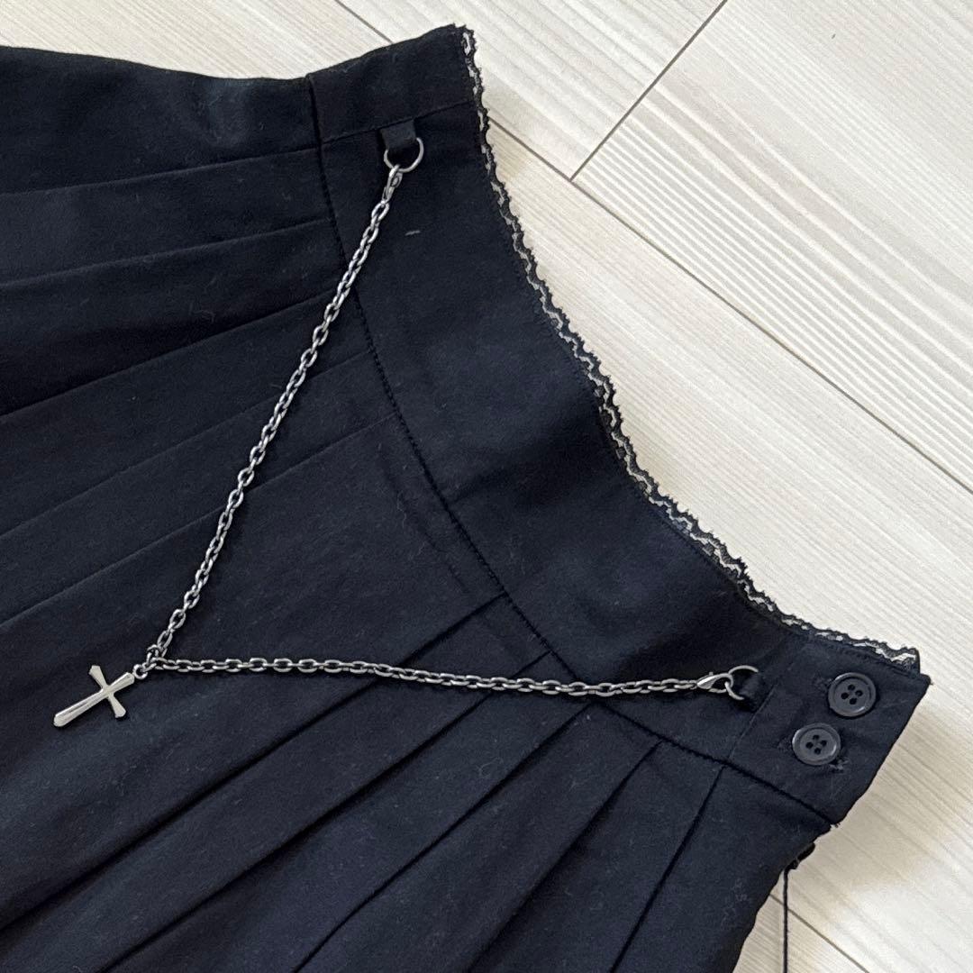 【新品】ブラックピースナウ BPN クロスチェーン付き裾レーススカート M