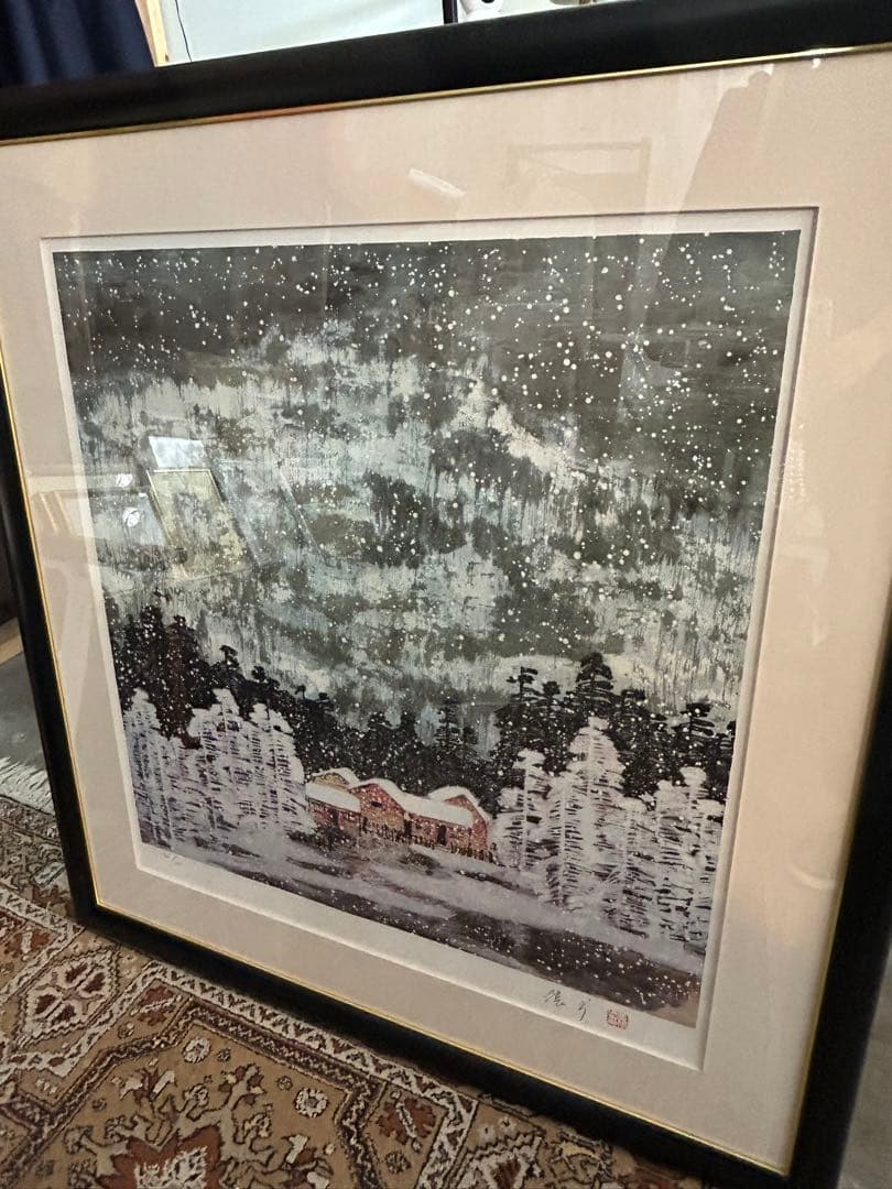 チャンプー　張歩　リトグラフ　中国人画家・張歩「冬」61/￼200