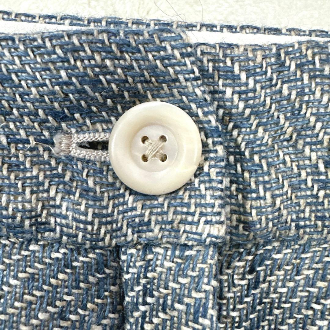 極美品 45R リネンツイード スカート スリット ミモレ丈 ペンシルスカート