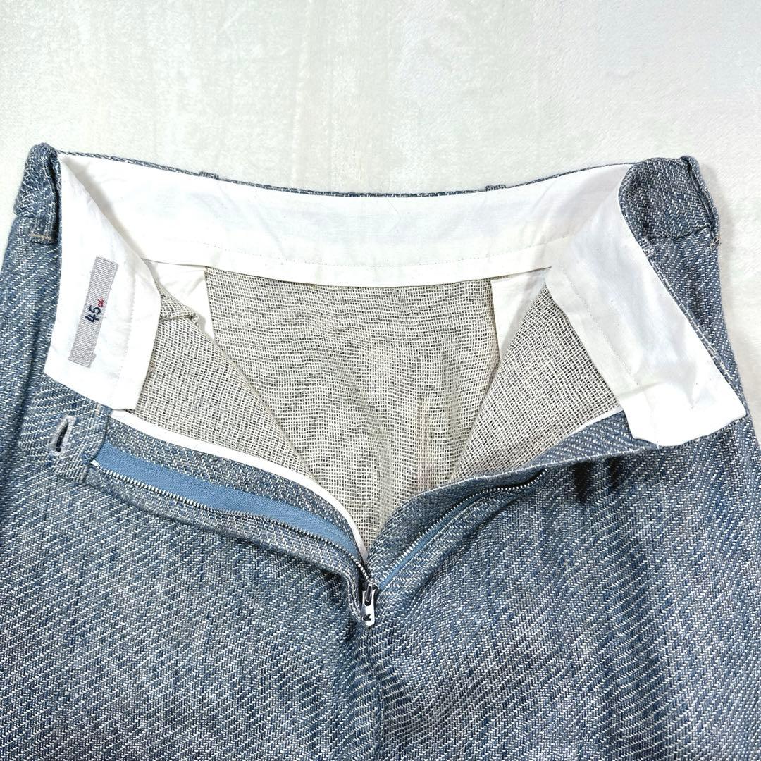 極美品 45R リネンツイード スカート スリット ミモレ丈 ペンシルスカート