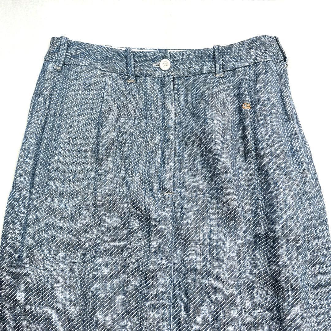 極美品 45R リネンツイード スカート スリット ミモレ丈 ペンシルスカート