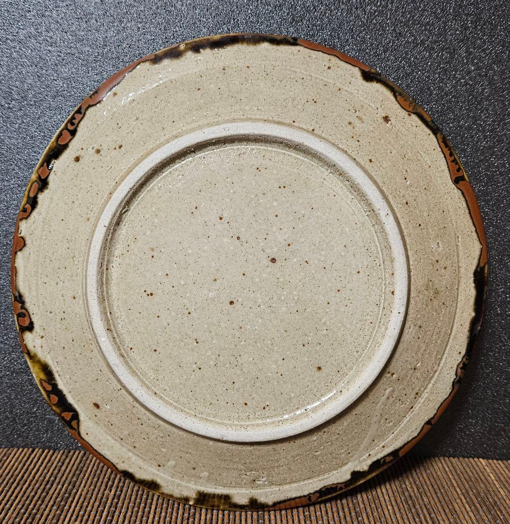 【真作保証❗】益子焼　佐久間藤太郎作　呉須　鉄砂　竹の図　飾り皿　共箱