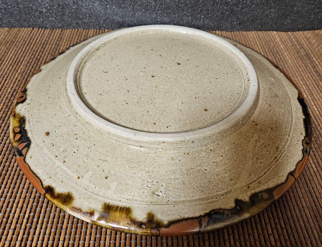 【真作保証❗】益子焼　佐久間藤太郎作　呉須　鉄砂　竹の図　飾り皿　共箱