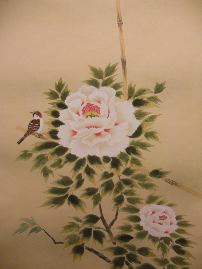 掛け軸 横田玉瑛 『 牡丹 』 絹本 希少 軸装 茶道具 掛軸 美品 です。