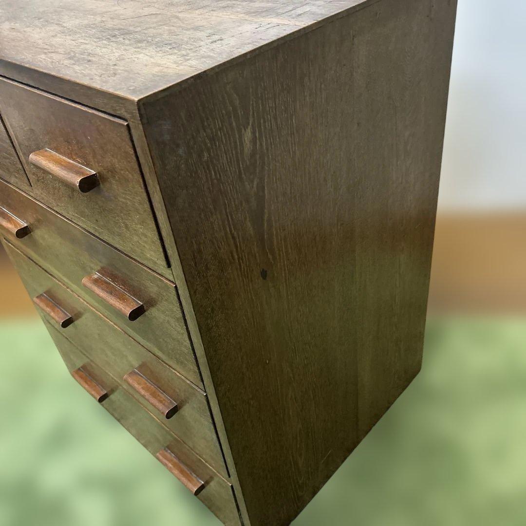 ヴィンテージ　ブラウン木製タンス 5引き出し