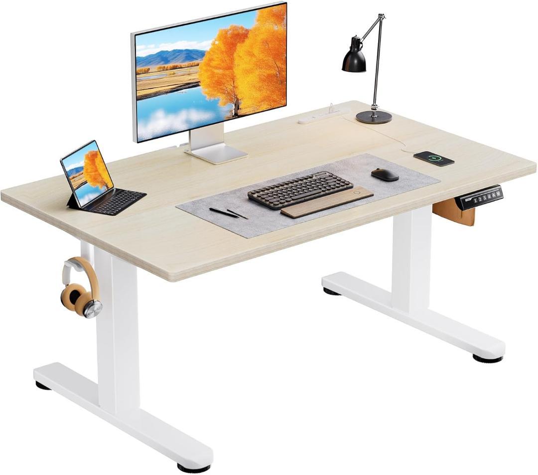 【本日セール最終】電動 昇降式デスク ロータイプ 高さ調節 （ナチュラル木目調）