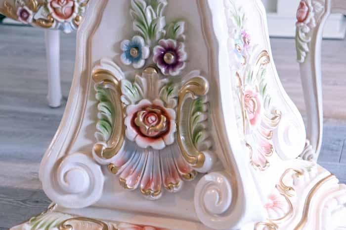 専用 ダイニング5点セット 120cm ロココ 本革 猫脚 テーブルセット