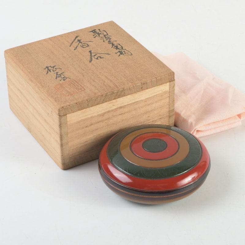 茶道具　松雲造　菊桐蒔絵　独楽香合　共箱　V　9467