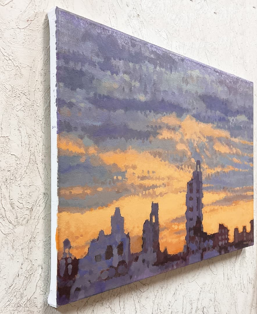 絵画 686 油絵/風景/東京の街景/夕景/M15号