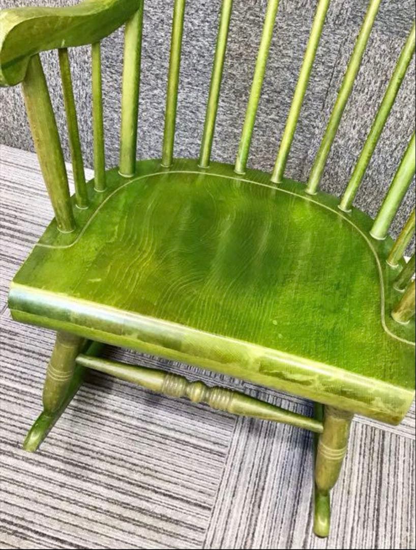 【Vintage】飛騨産業 キツツキマーク ロッキングチェア グリーン 送料込み