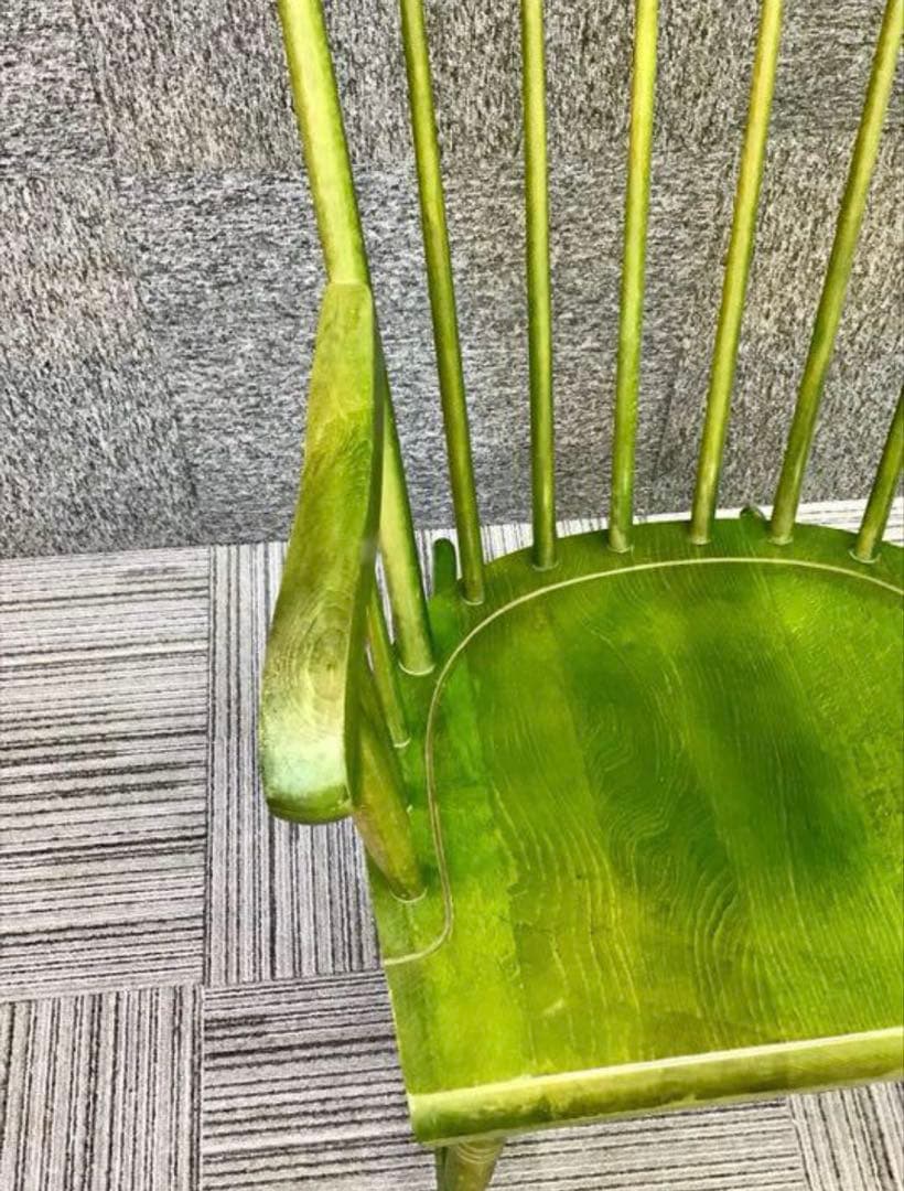 【Vintage】飛騨産業 キツツキマーク ロッキングチェア グリーン 送料込み