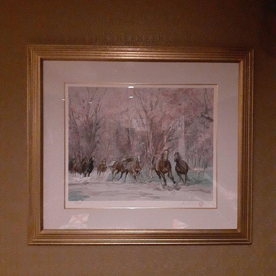 リトグラフ絵画「馬９頭」