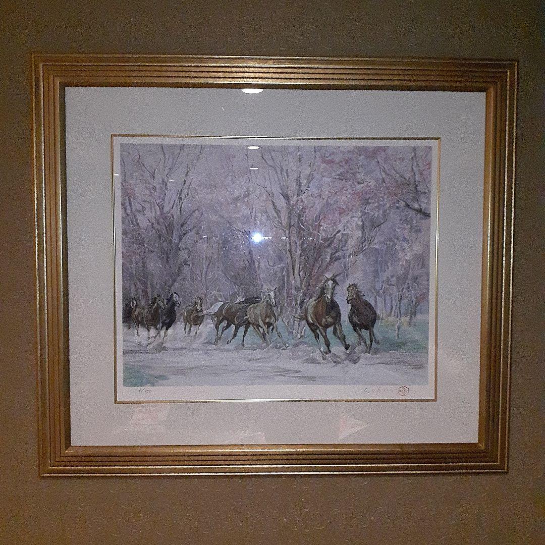 リトグラフ絵画「馬９頭」