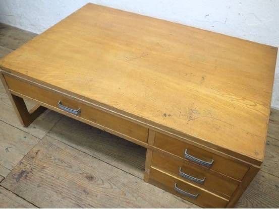 1141 ヴィンテージ　ロータイプの片袖机　文机　展示台　テーブル　レトロ　抽斗
