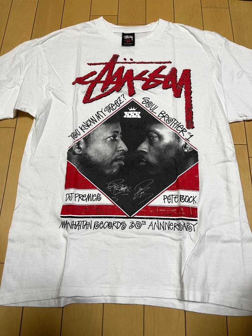 stussyステューシーxマンハッタンレコードTシャツヒップホップ　ピートロック