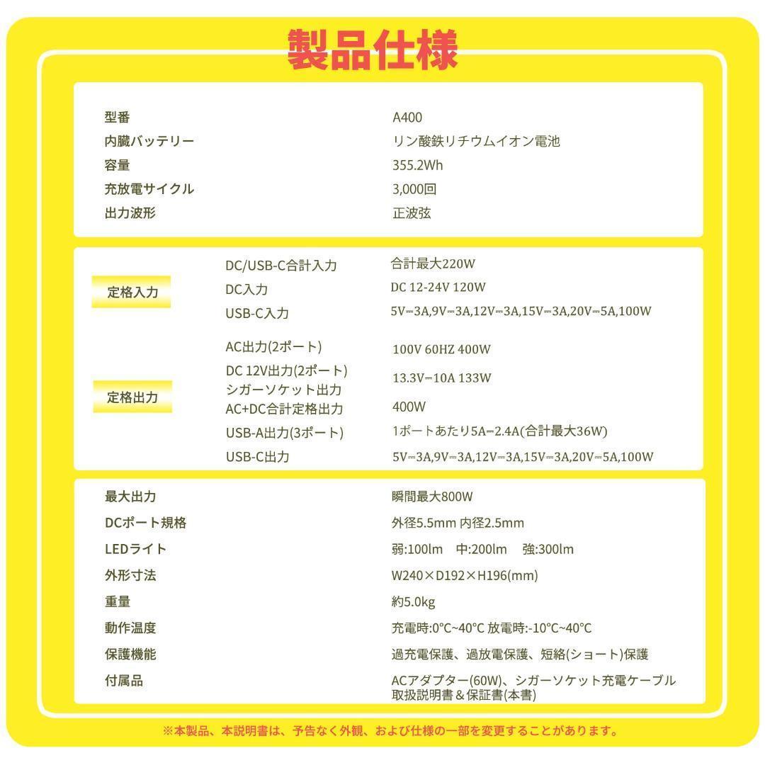 AIWOLL ポータブル電源 400W