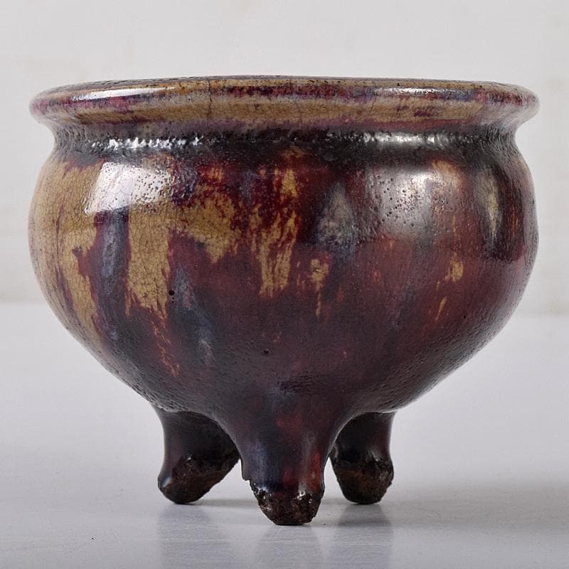 中国　均窯　釣窯釉　三つ足香炉　C　R8573