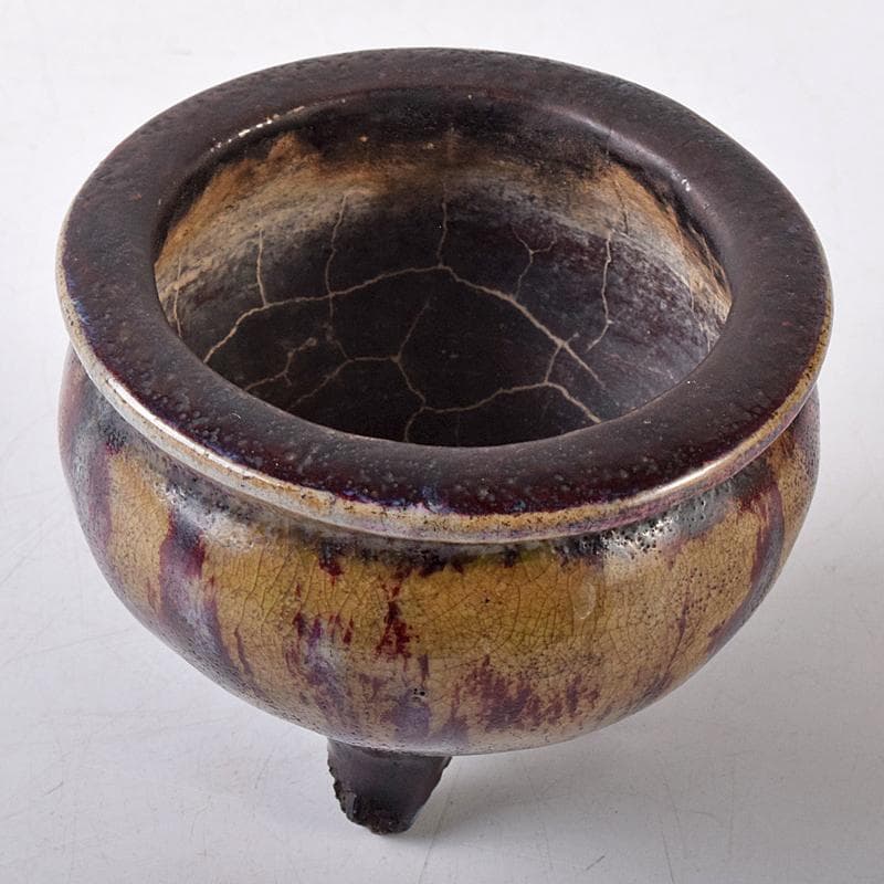 中国　均窯　釣窯釉　三つ足香炉　C　R8573