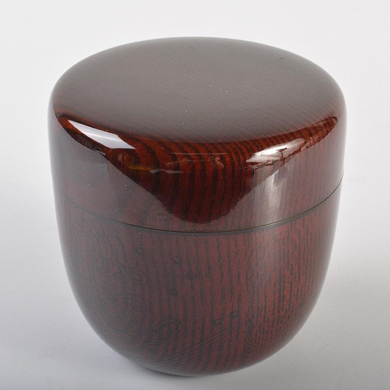 山中塗　辻石斎造　波に貝蒔絵　大棗　共布　宗左(而妙斎)極め箱　F　R6886