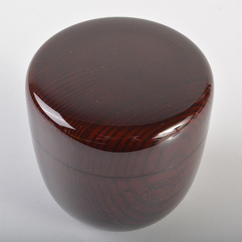 山中塗　辻石斎造　波に貝蒔絵　大棗　共布　宗左(而妙斎)極め箱　F　R6886