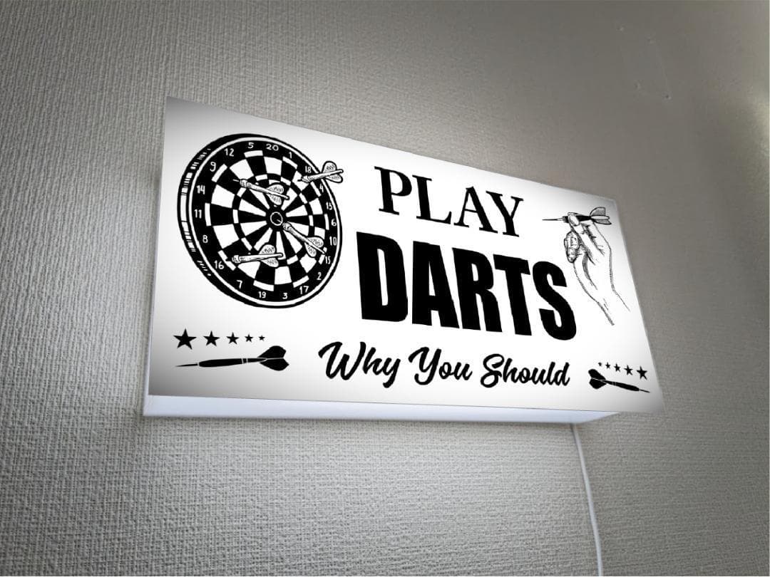 【Lサイズ】ダーツ ゲーム プレイ 壁掛け 照明 看板 置物 雑貨 ライトBOX
