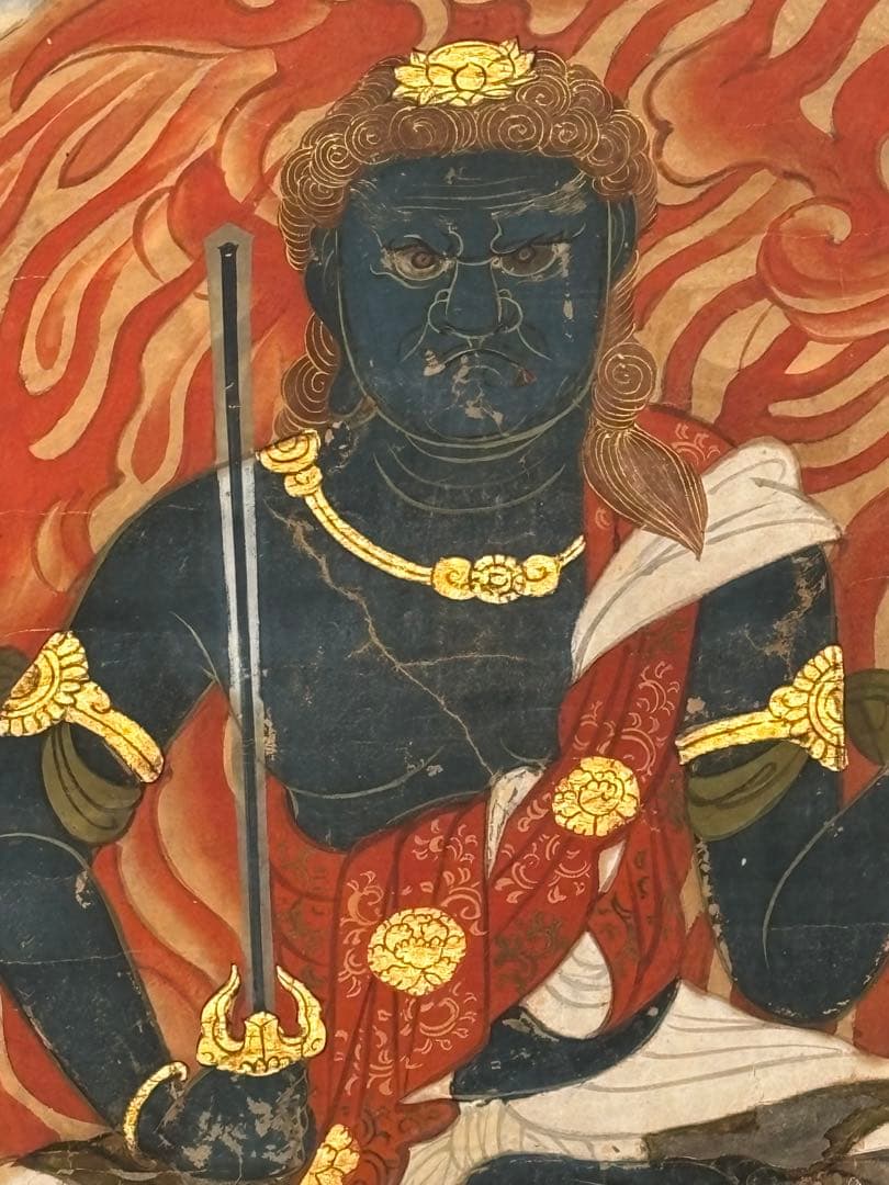 「不動明王像」江戸時代初期〜中期頃筆 1枚|真言宗 仏画 仏教美術和本浮仏像