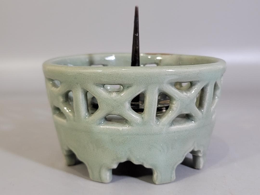 古美術 中国 天龍寺 青磁 燭台 茶道具伝来