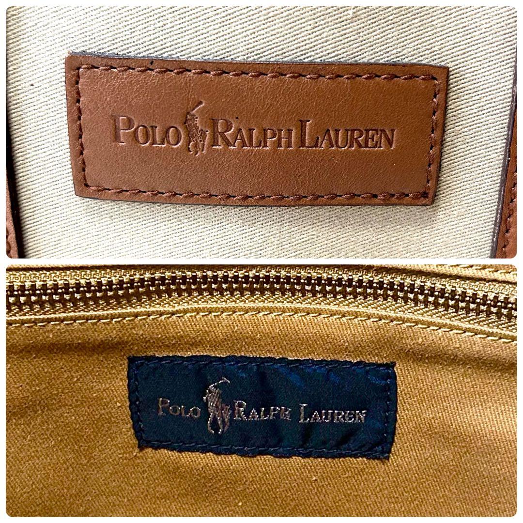 希少✨ポロラルフローレン　ビジネスバッグ サファリシリーズ コットンツイル　牛革