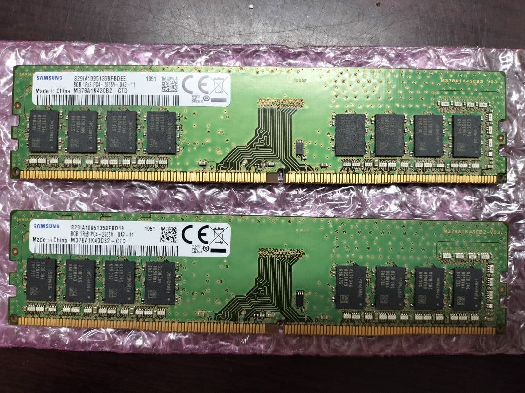 SAMSUNG PC4-21300 DDR4-2666 8GB 2枚