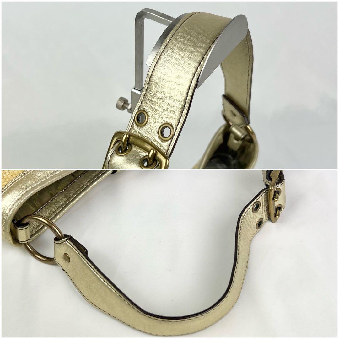 COACH レガシー バックル ショルダーバッグ ストロー ラフィア ベージュ