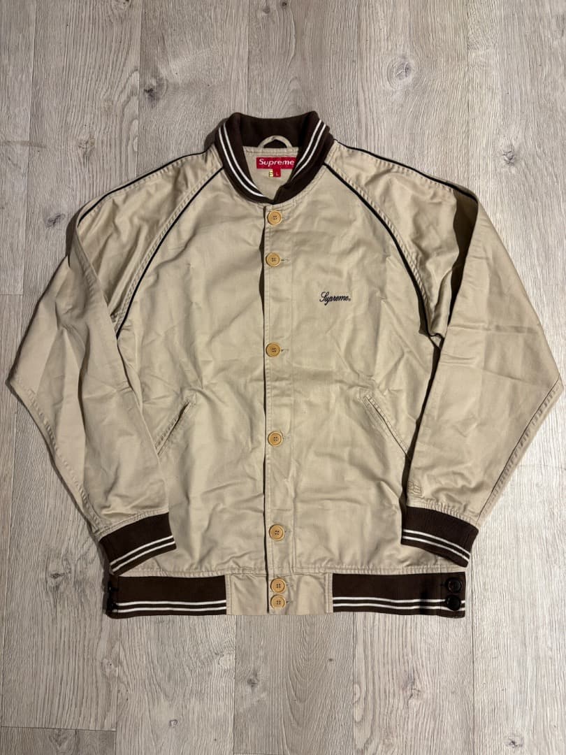 Supreme ベージュジャケット Lサイズ　美品 ベースボール スタジャン
