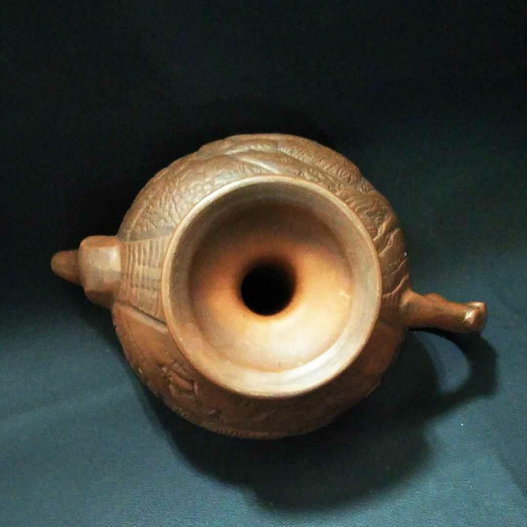 ※中国古美術/朱泥紫砂桃袁紋水滴/