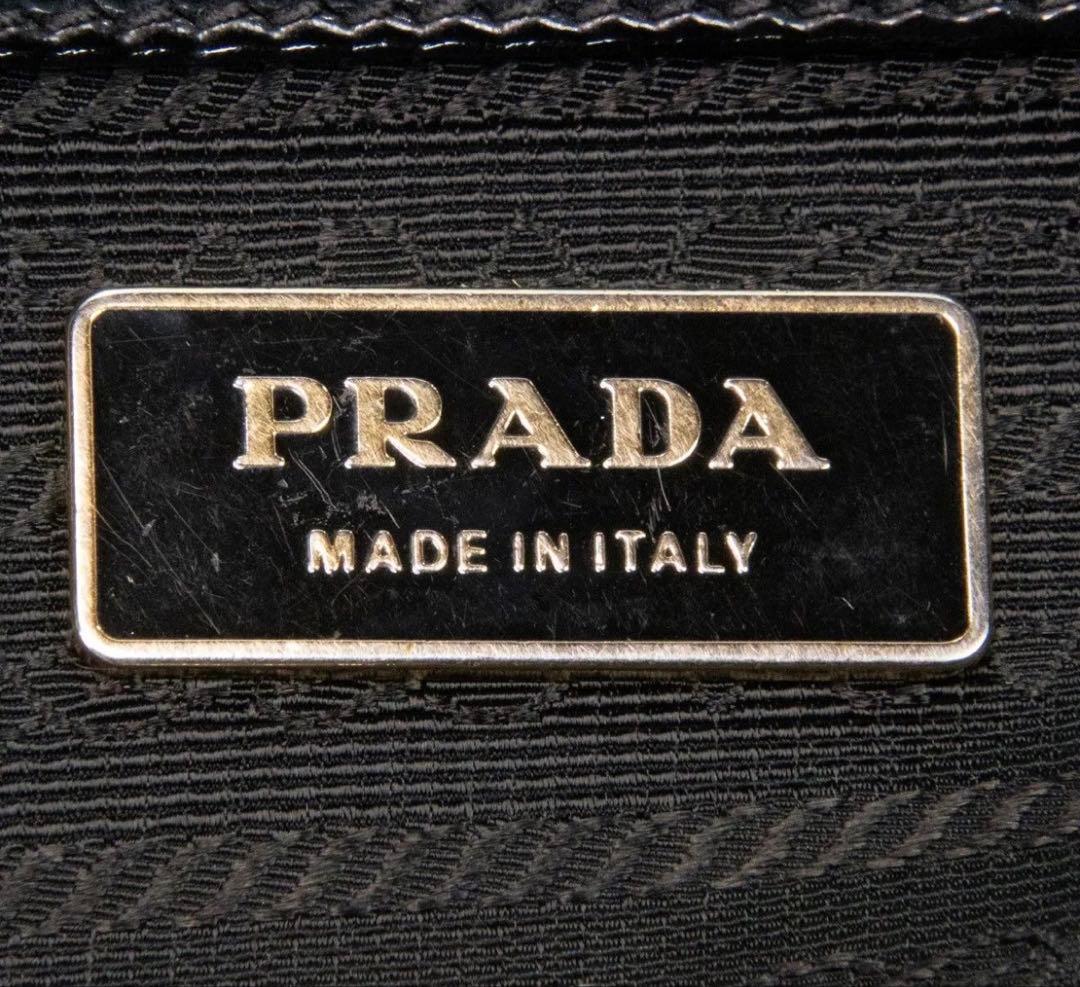本物 プラダ 2WAYショルダー ハンドバッグ レディース エナメル 黒 肩掛け
