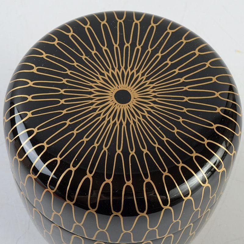 茶道具　蒔絵師　中川秀甫作　網目蒔絵　中棗　共箱　V　9347