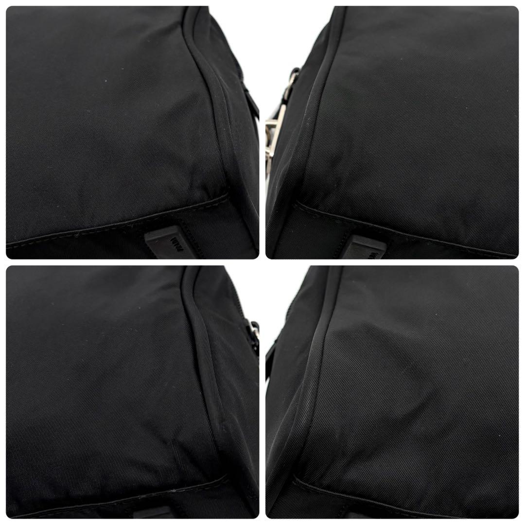 極美品✨プラダ ハンドバッグ ミニボストン ナイロン 三角ロゴ 白タグ ブラック
