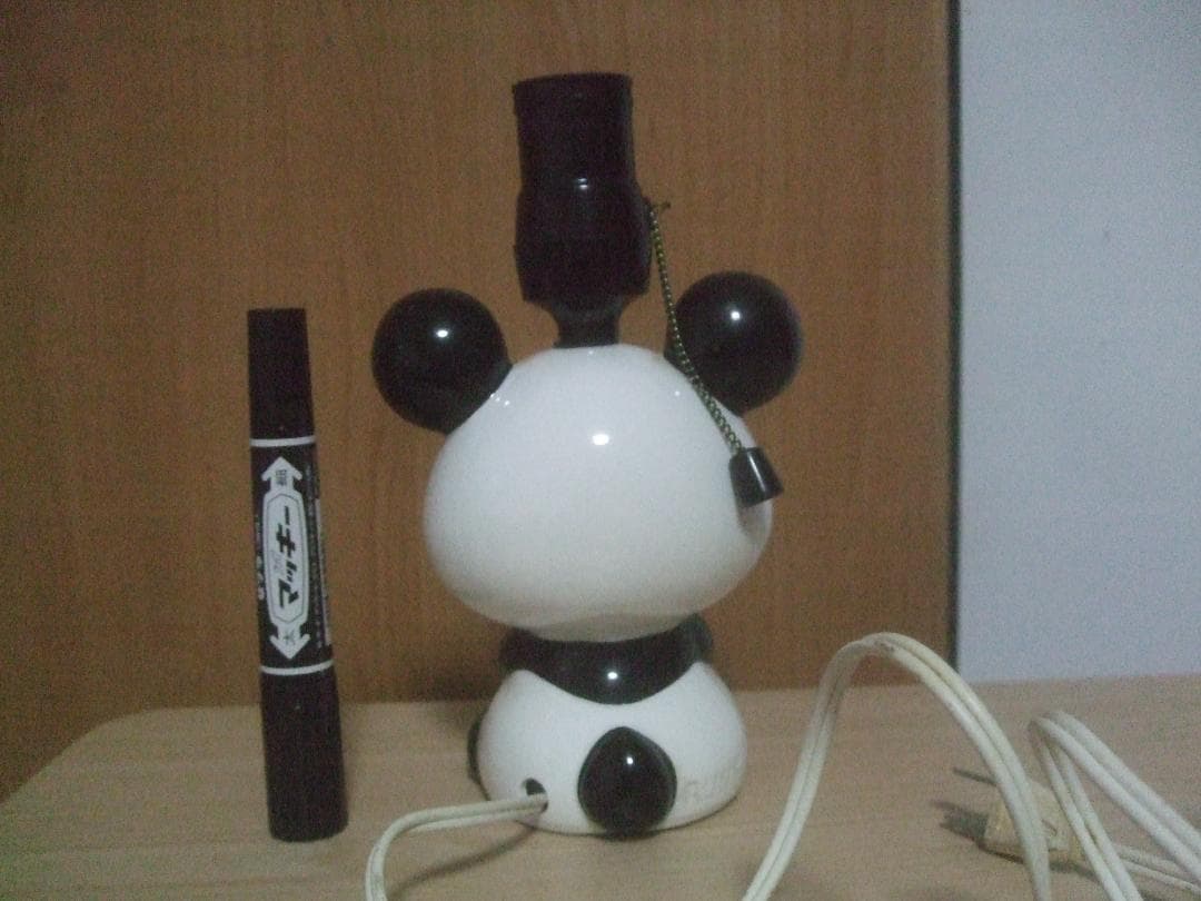 当時物★内藤ルネ★パンダ★シール付き★ 陶器製  電気スタンド