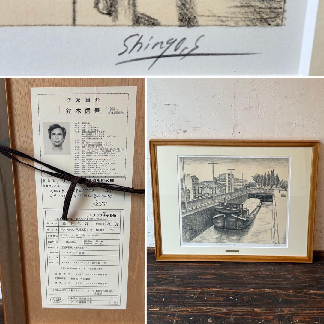 佐々木スカイ＊③ 絵画 リトグラフ セット鈴木信吾 他 直筆サイン入 額縁