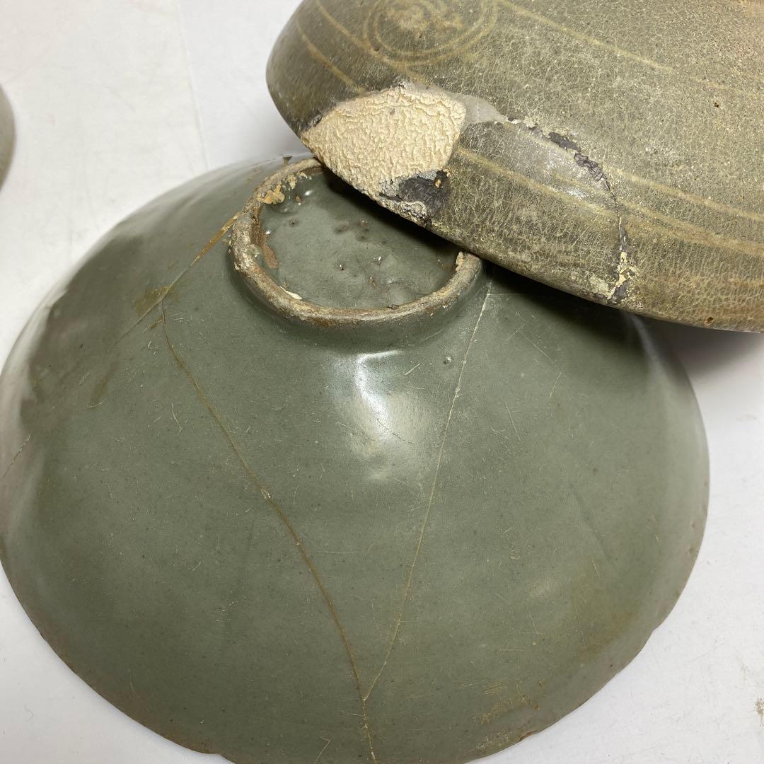 16世紀　高麗青磁　白泥象嵌鉢6点　トヒエ　東さ7-1227☆2F