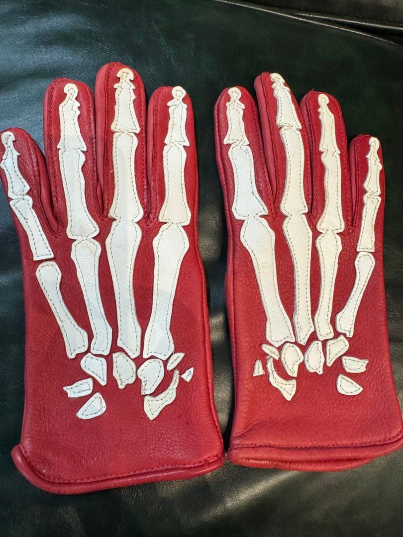 VANSON レザー グローブ Roper Bones X-ray S RED